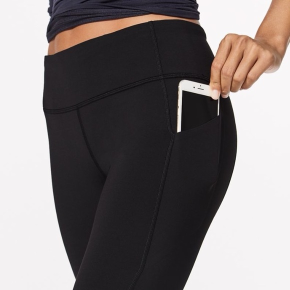 Lululemon Pace Rival Crop 22" Capri Length Leggings Side Pockets Black Size 4 - Picture 2 of 8
